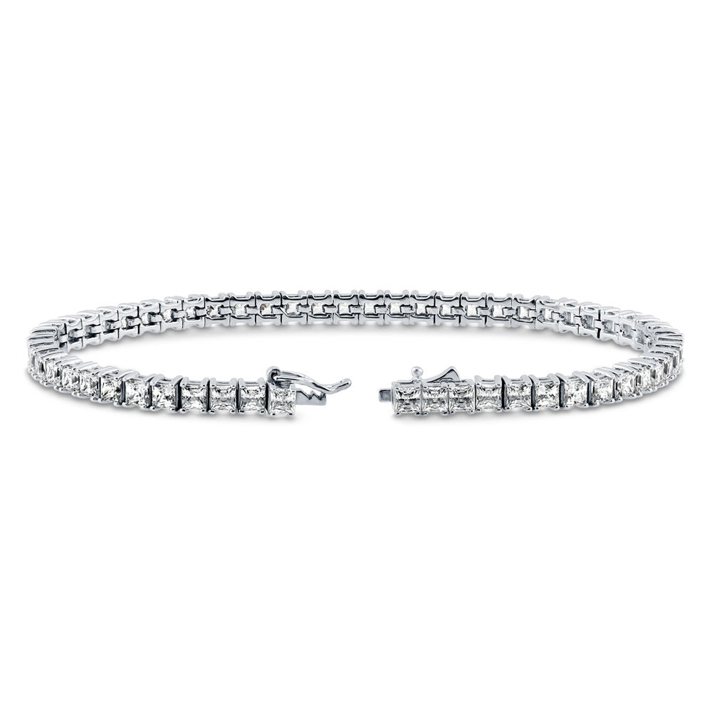 Front view of Princess CZ Statement Tennis Bracelet in Sterling Silver, 4 of 8