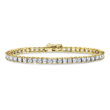 Princess CZ Statement Tennis Bracelet in Gold Flashed Sterling Silver