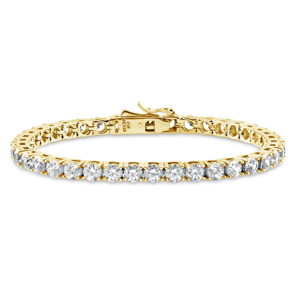 CZ Tennis Bracelet in Gold Flashed Sterling Silver, 1 of 7