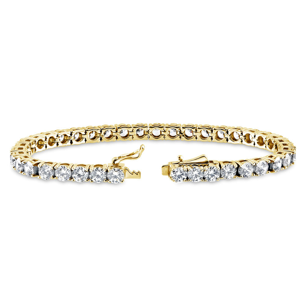 Front view of CZ Statement Tennis Bracelet in Gold Flashed Sterling Silver, 3 of 7