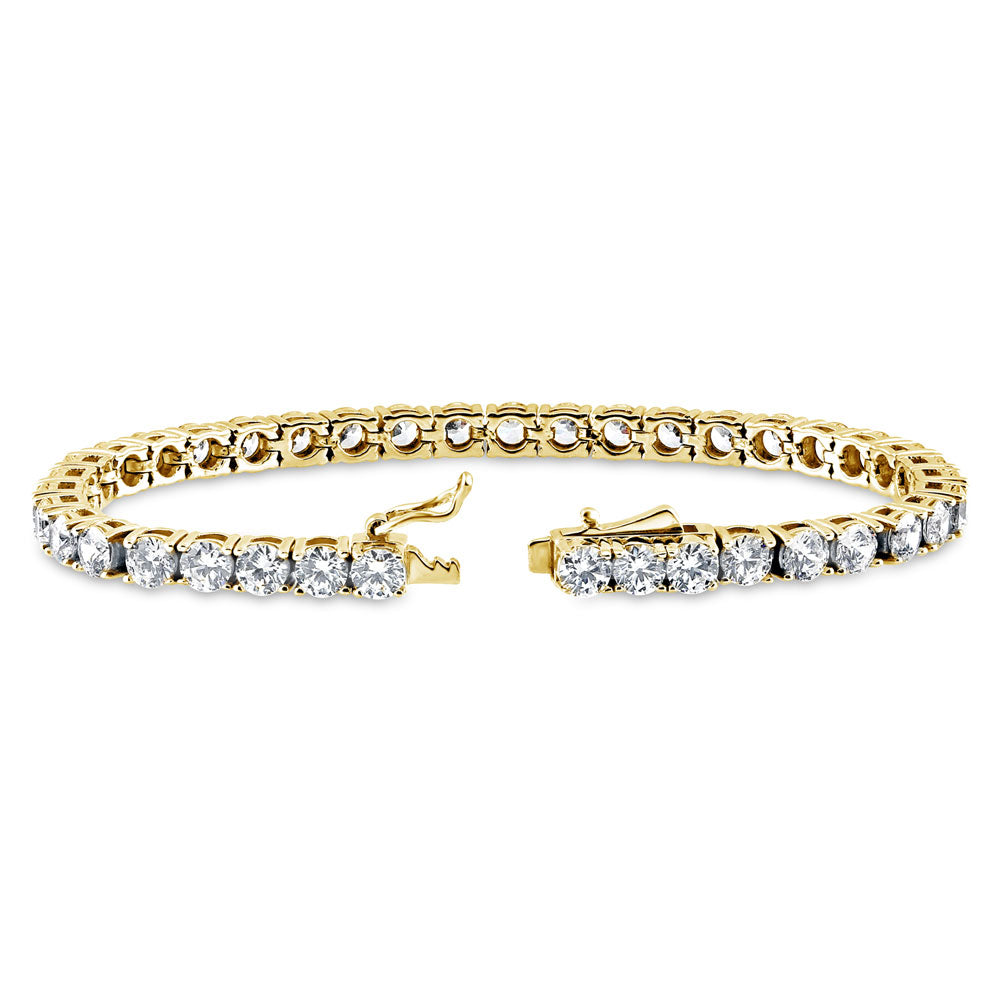 Front view of CZ Tennis Bracelet in Gold Flashed Sterling Silver, 3 of 7