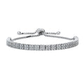 Bar CZ Tennis Bracelet in Sterling Silver, Clear Color