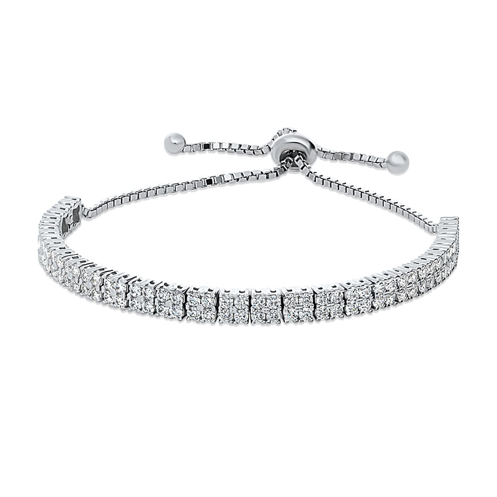 Front view of Bar CZ Statement Tennis Bracelet in Sterling Silver, 4 of 18