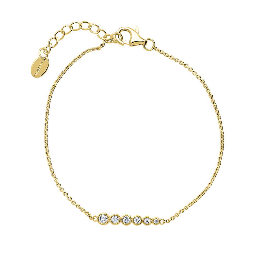 Bubble Bar CZ Chain Bracelet in Gold Flashed Sterling Silver