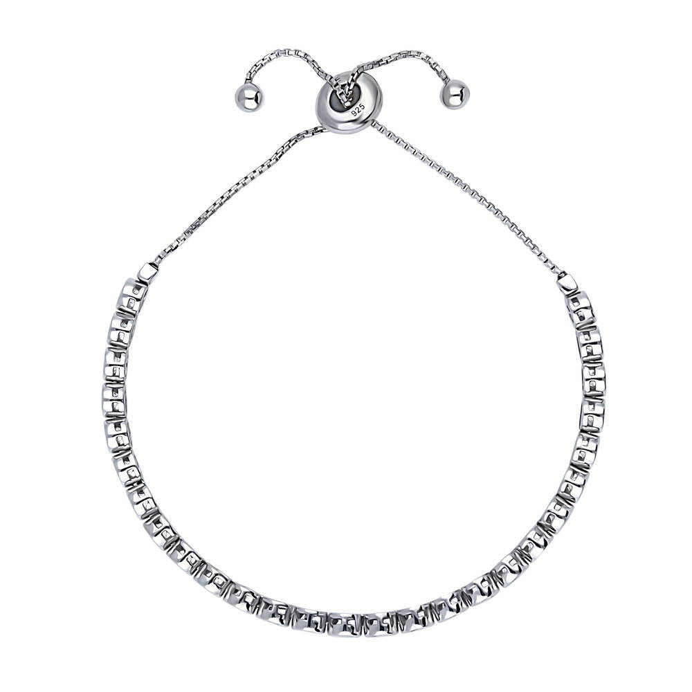 Angle view of Bubble Bar Bezel Set CZ Statement Tennis Bracelet in Sterling Silver, 5 of 6