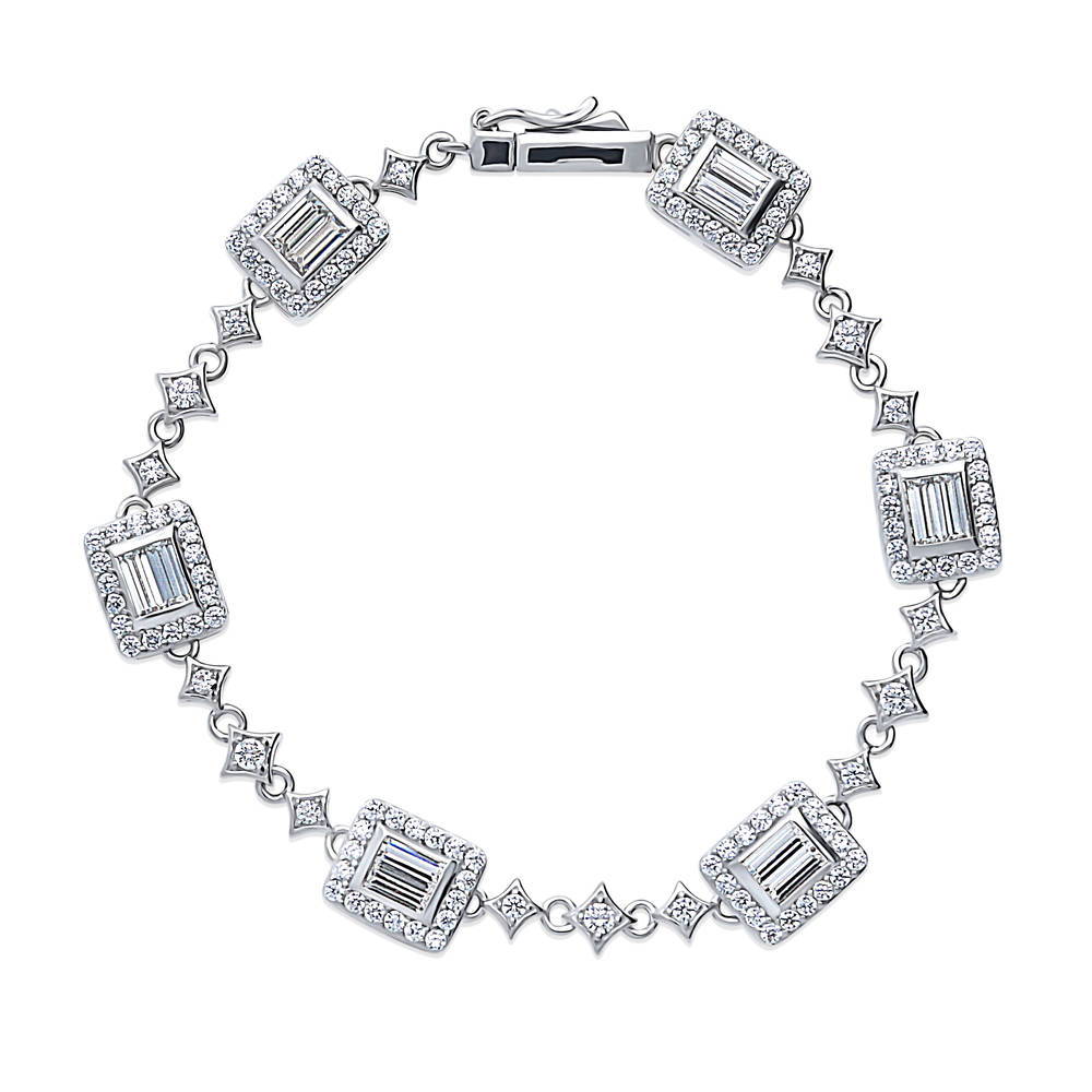 Art Deco CZ Chain Bracelet in Sterling Silver, 1 of 4
