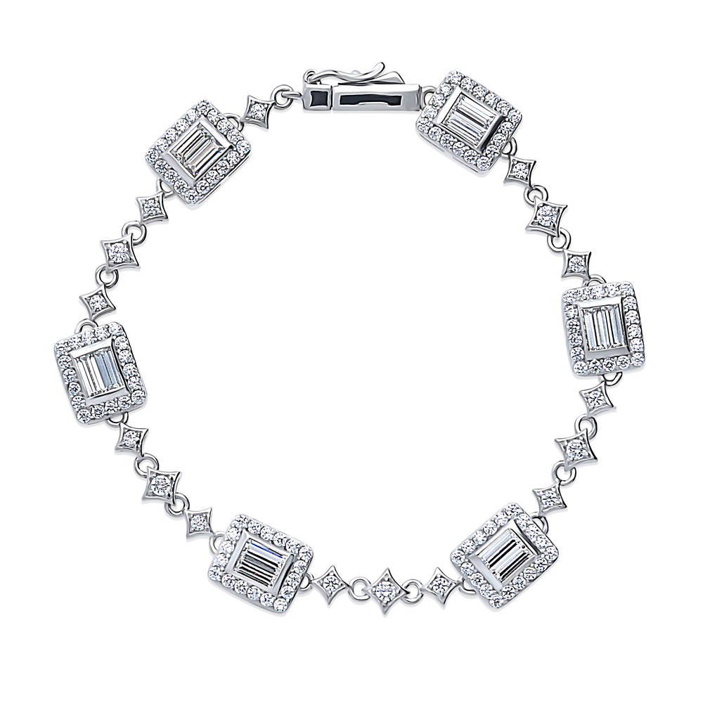 Art Deco CZ Chain Bracelet in Sterling Silver, 1 of 5