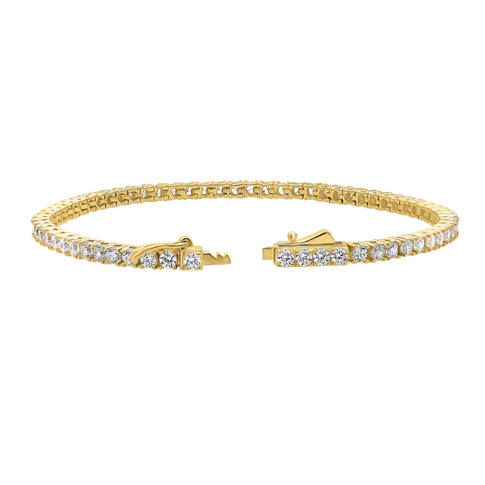 Front view of CZ Tennis Bracelet in Gold Flashed Sterling Silver, 3 of 7