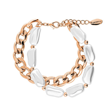 Imitation Pearl Statement Curb Chain Bracelet 10mm