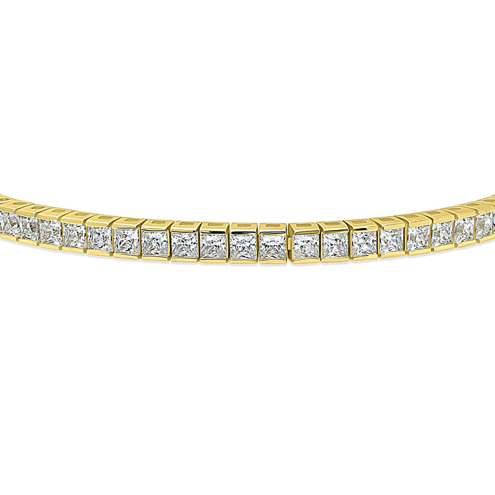 Bar Princess CZ Tennis Bracelet in Gold Flashed Sterling Silver