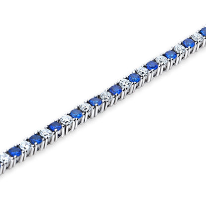 Sapphire-Blue CZ Tennis Bracelet in Sterling Silver
