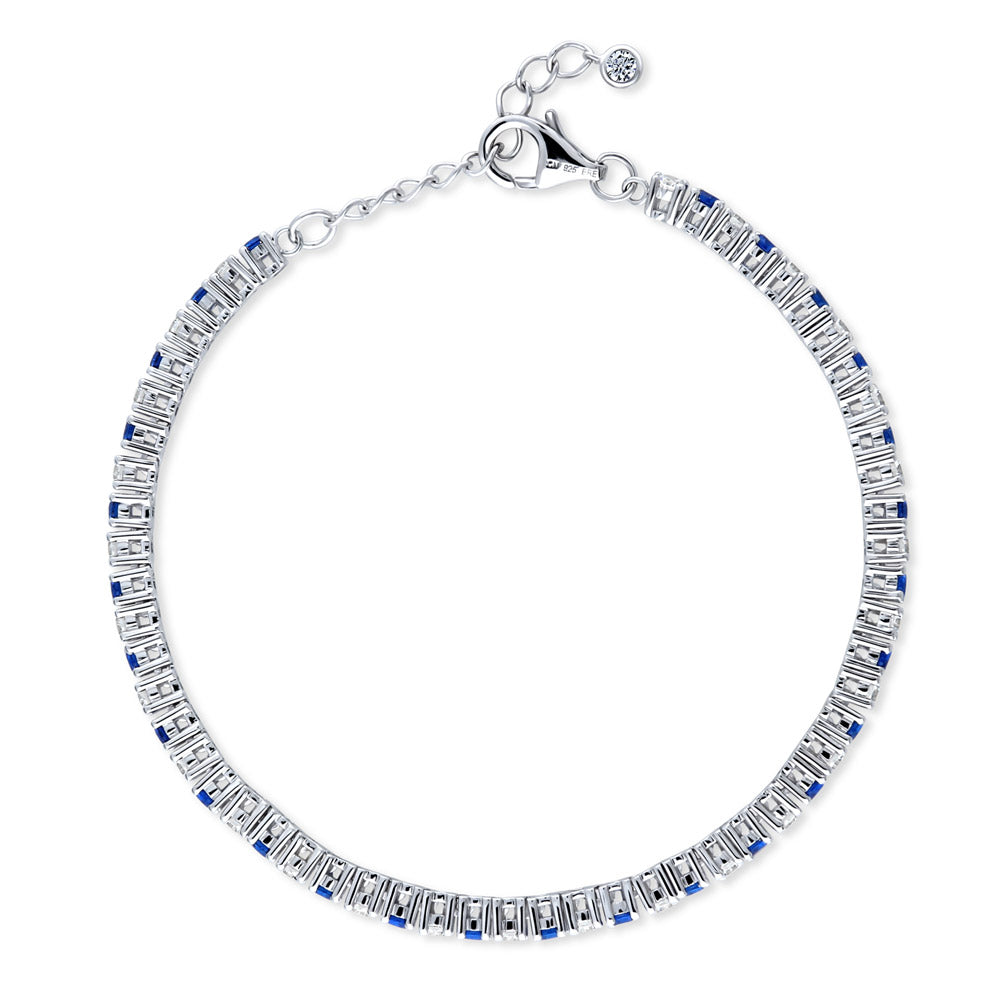 Sapphire-Blue CZ Tennis Bracelet in Sterling Silver