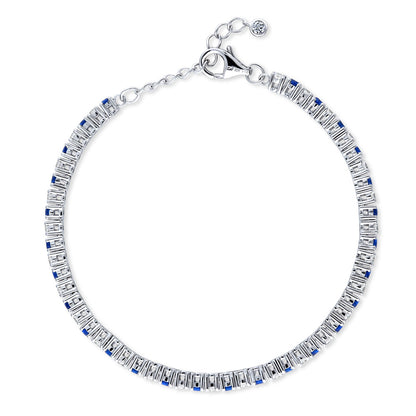 Sapphire-Blue CZ Tennis Bracelet in Sterling Silver