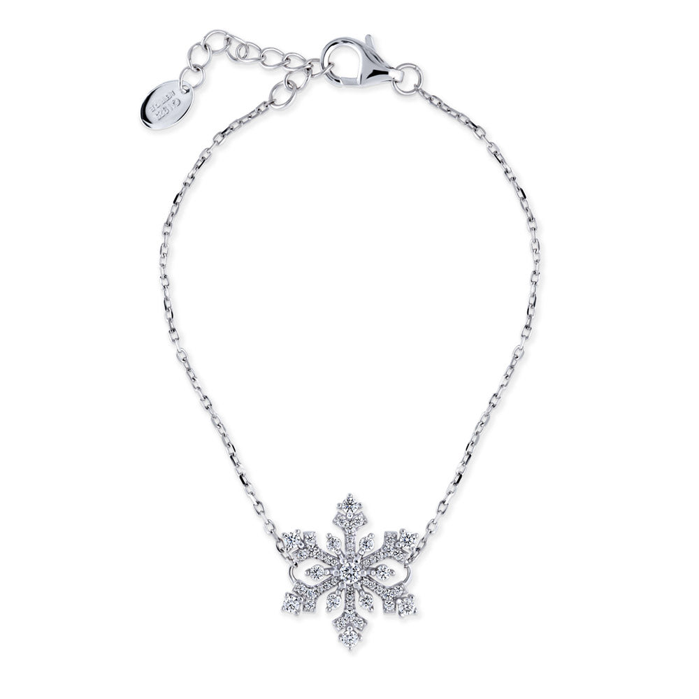 Snowflake CZ Charm Bracelet in Sterling Silver, 1 of 6