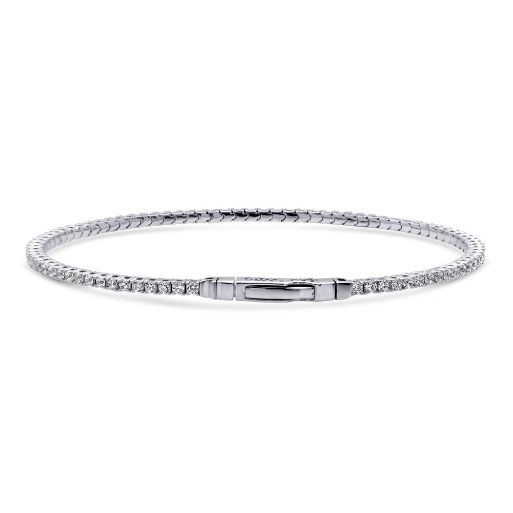 Front view of Flexible CZ Bangle in Sterling Silver, 2 of 8