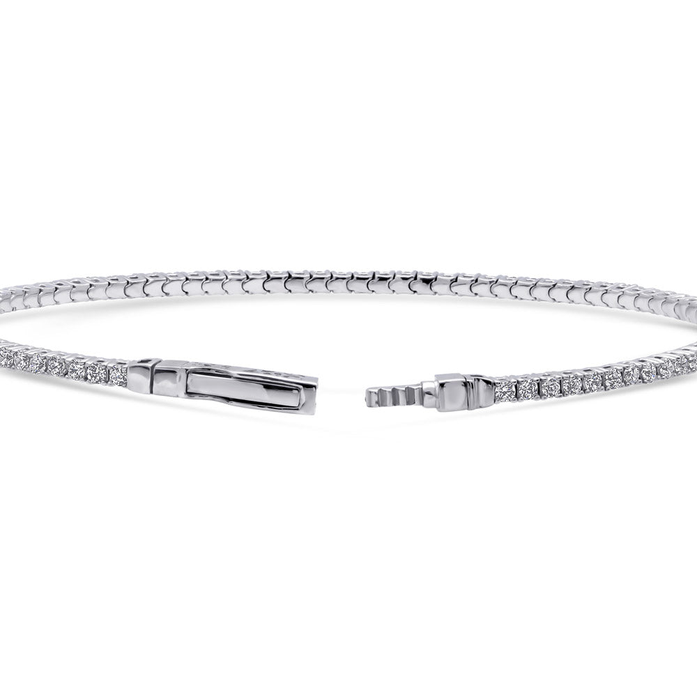 Angle view of Flexible CZ Bangle in Sterling Silver, 3 of 8