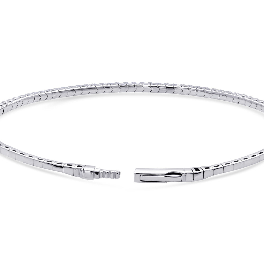 Berricle Sterling Silver Flexible Cubic Zirconia CZ Fashion Bangle Bracelet for Women 6.5 inch