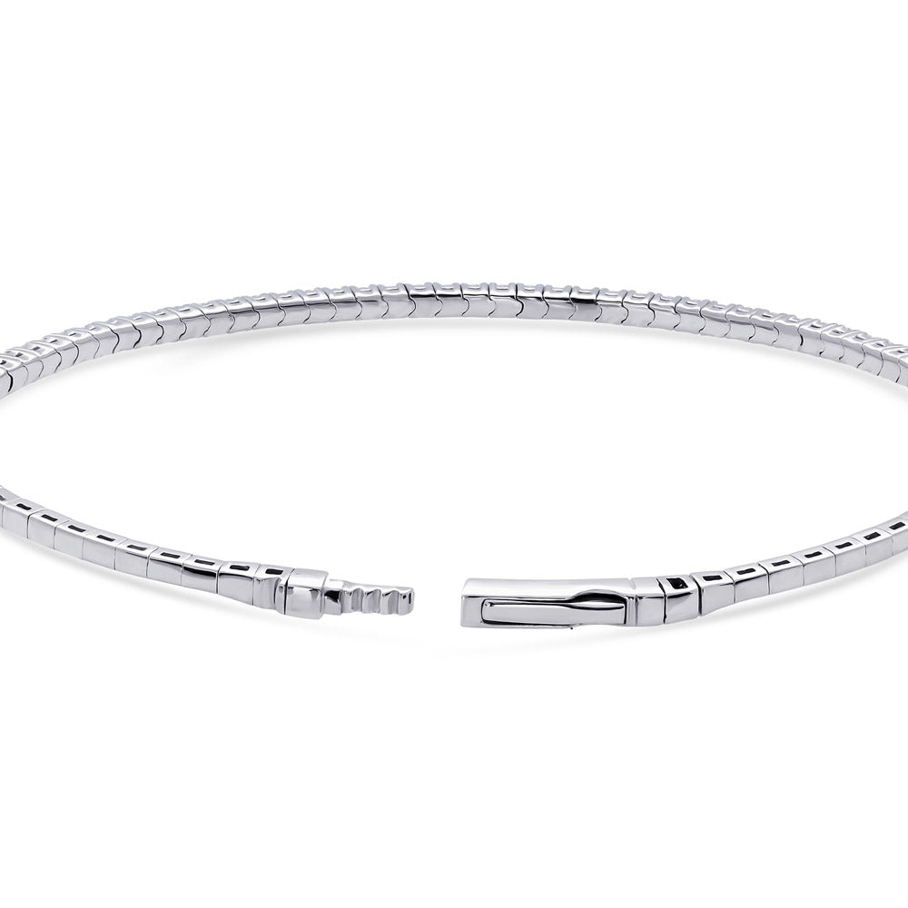 Angle view of Flexible CZ Bangle in Sterling Silver, 4 of 9
