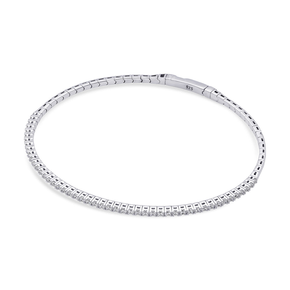 Sterling Silver Flexible Cubic Zirconia CZ Bangle #B400