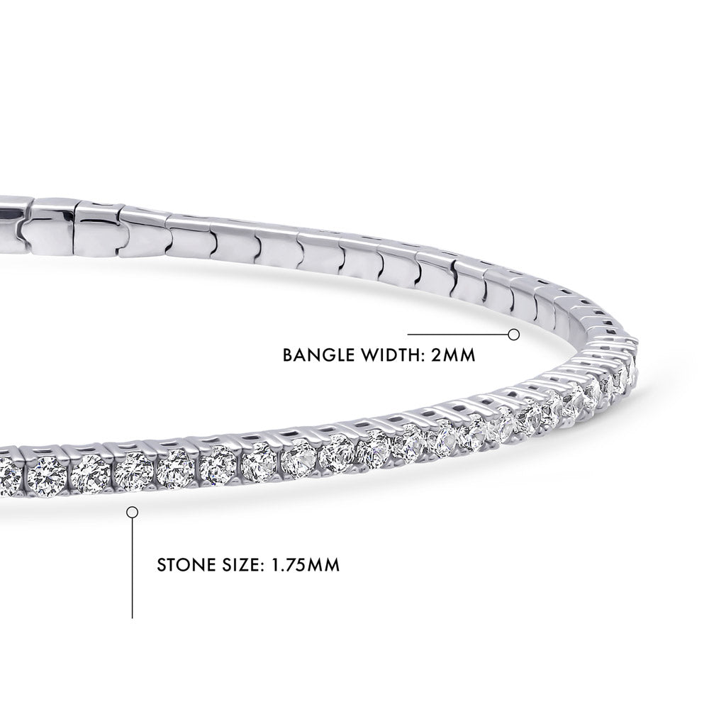 Side view of Flexible CZ Bangle in Sterling Silver, 6 of 9