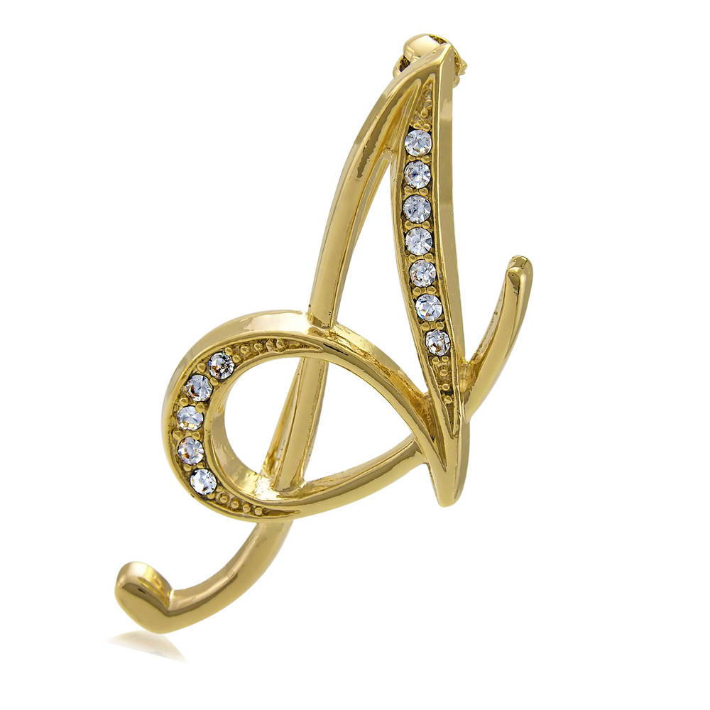 Louis Vuitton Gold Tone Initials Brooch