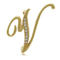 Initial Letter Pin Gold-Tone, V