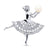 Dancing Girl White Button Cultured Pearl Pin in Sterling Silver