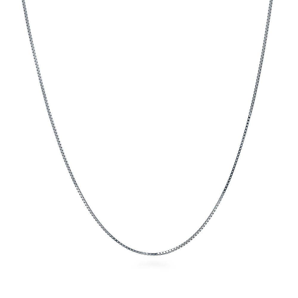 Italian Box Chain Necklace in Sterling Silver 1mm