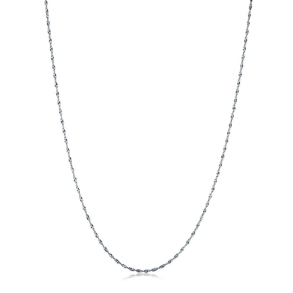 Italian Singapore Chain Necklace in Sterling Silver 1mm
