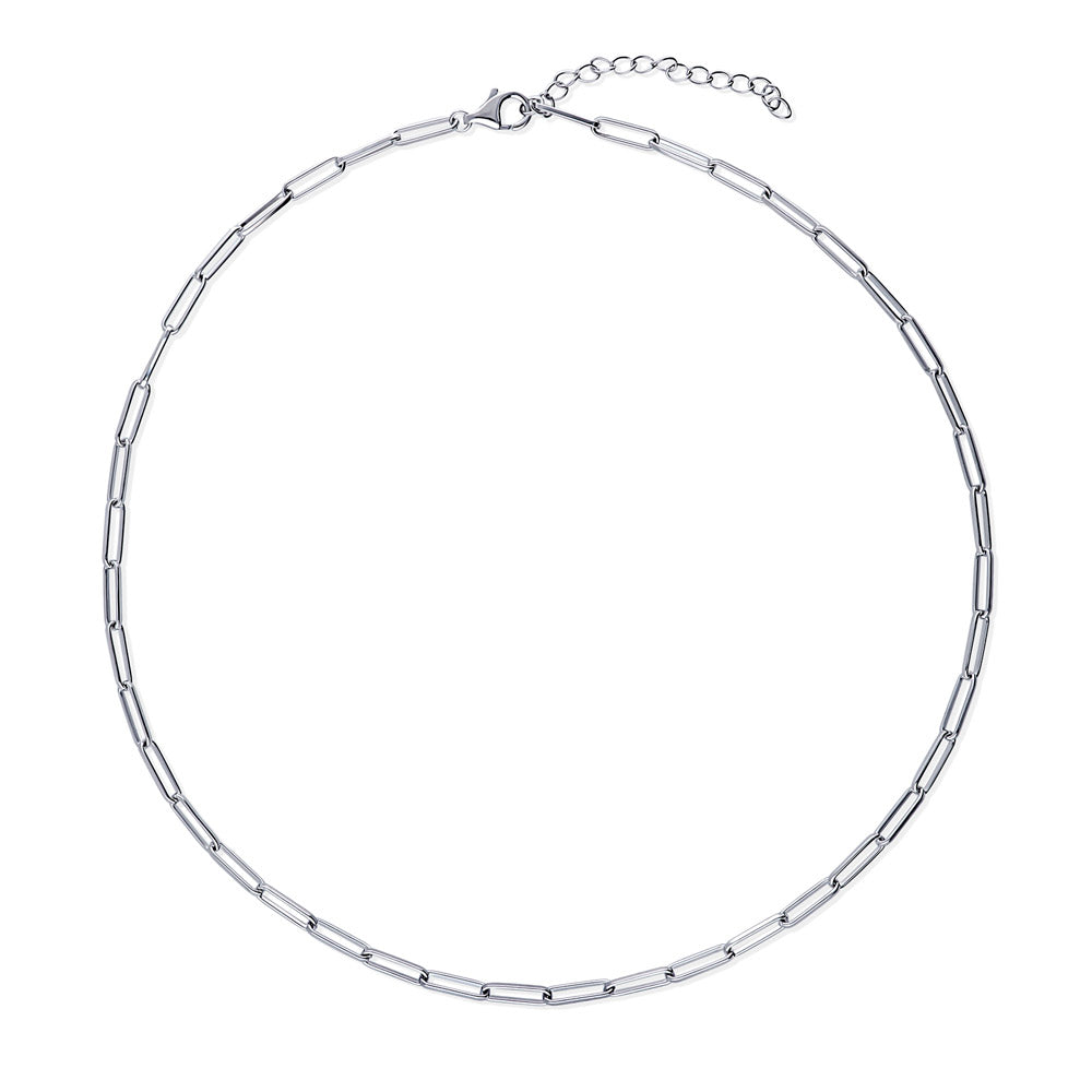 Paperclip Link Chain Necklace in Sterling Silver