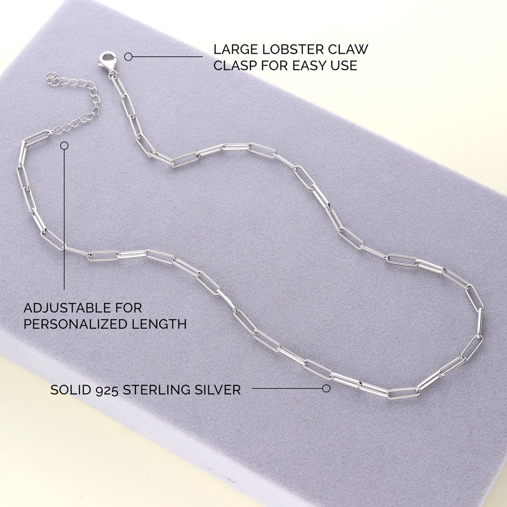 Evil Eye Paperclip CZ Chain Necklace in Sterling Silver, 2 Piece, 14 of 16