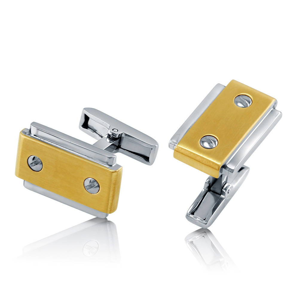 Rectangle Cufflinks in Stainless Steel, 1 of 2