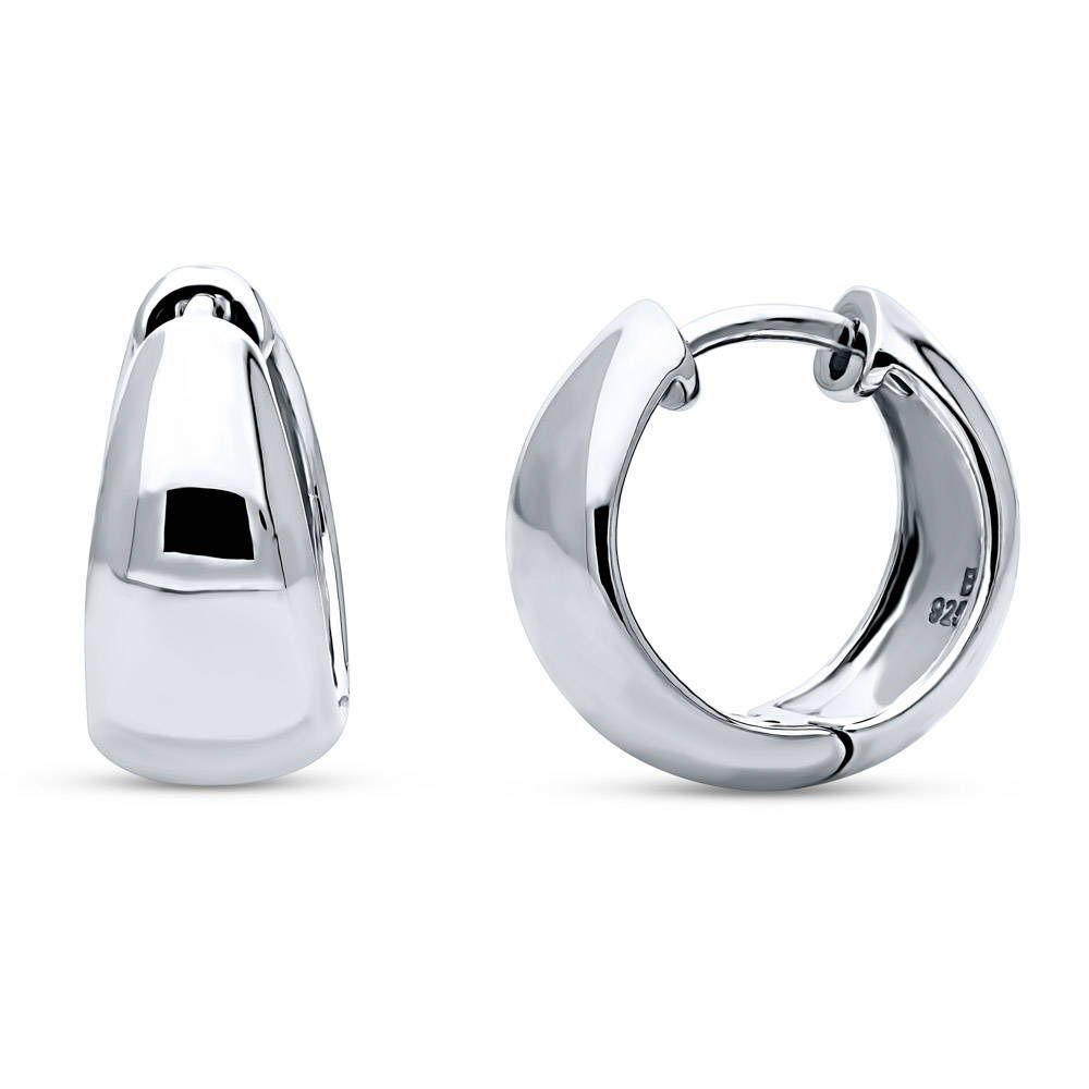 Dome CZ 2 Pairs Huggie and Stud Earrings Set in Sterling Silver