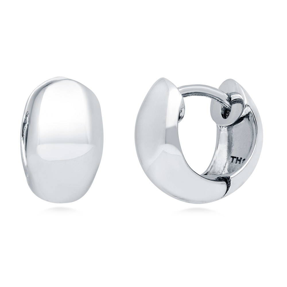 Dome Mini Huggie Earrings in Sterling Silver 0.45 inch, 1 of 13