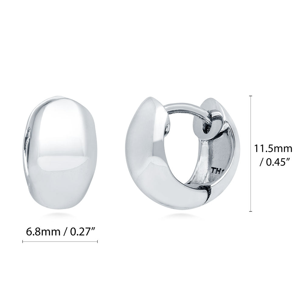 Dome Huggie Earrings in Sterling Silver, 2 Pairs