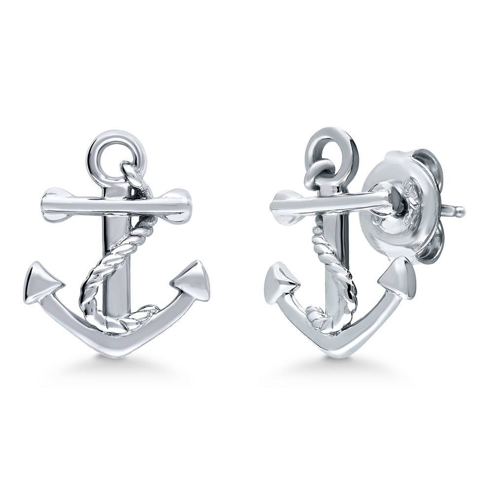 Anchor Stud Earrings in Sterling Silver, 2 Pairs, 3 of 8