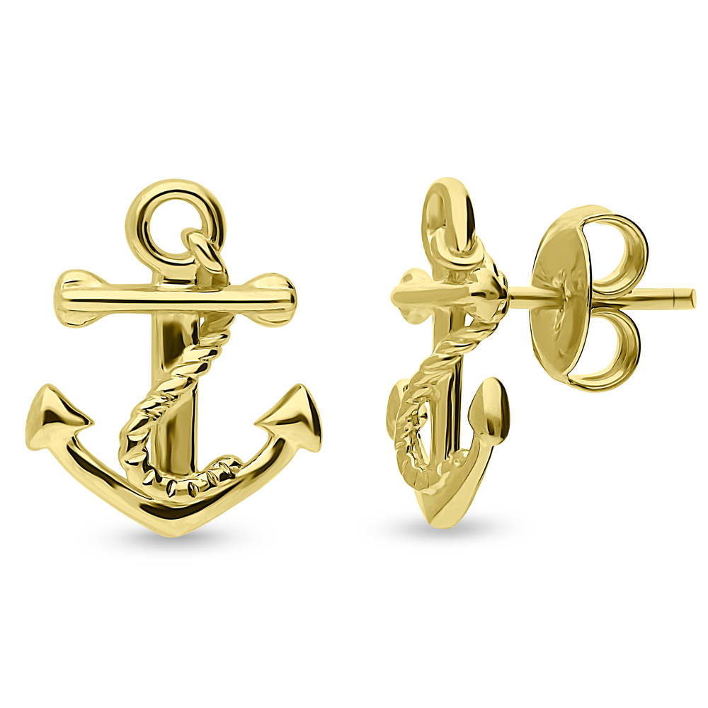 Anchor Stud Earrings in Sterling Silver, 1 of 7