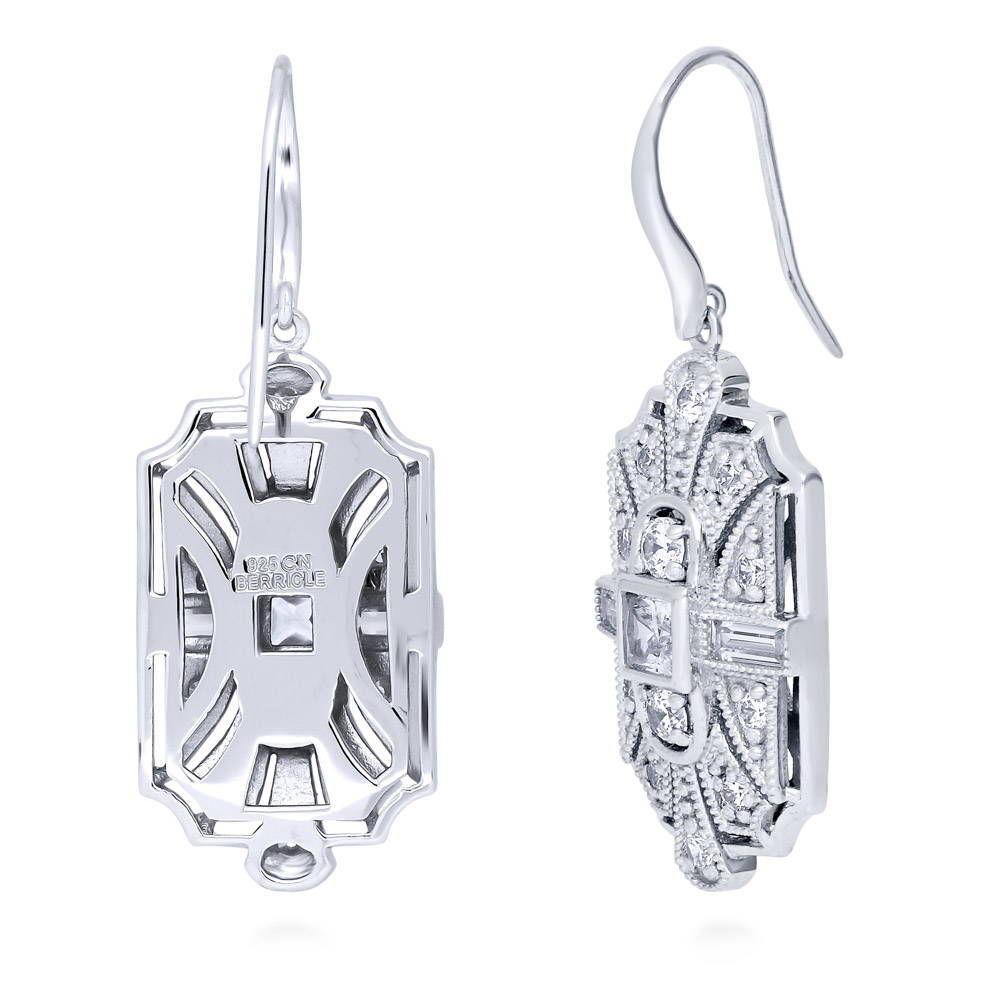 Art Deco Milgrain CZ Necklace and Earrings Set in Sterling Silver, 6 of 13