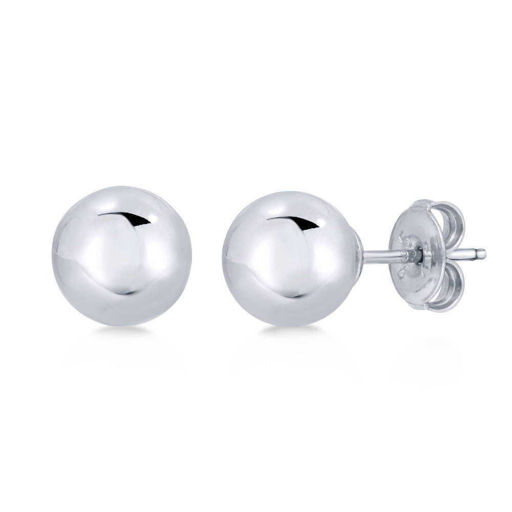 Ball Bead Stud Earrings in Sterling Silver, 1 of 5