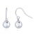Ball Bead Fish Hook Dangle Earrings in Sterling Silver