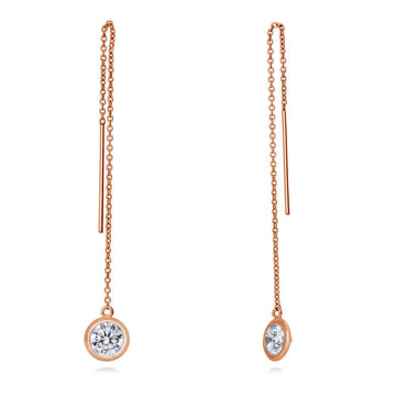CZ Threader Earrings in Sterling Silver