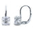 Solitaire 4ct Cushion CZ Leverback Dangle Earrings in Sterling Silver
