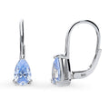 Solitaire 1.6-2.6ct Pear CZ Leverback Earrings in Sterling Silver, Greyish Blue Color