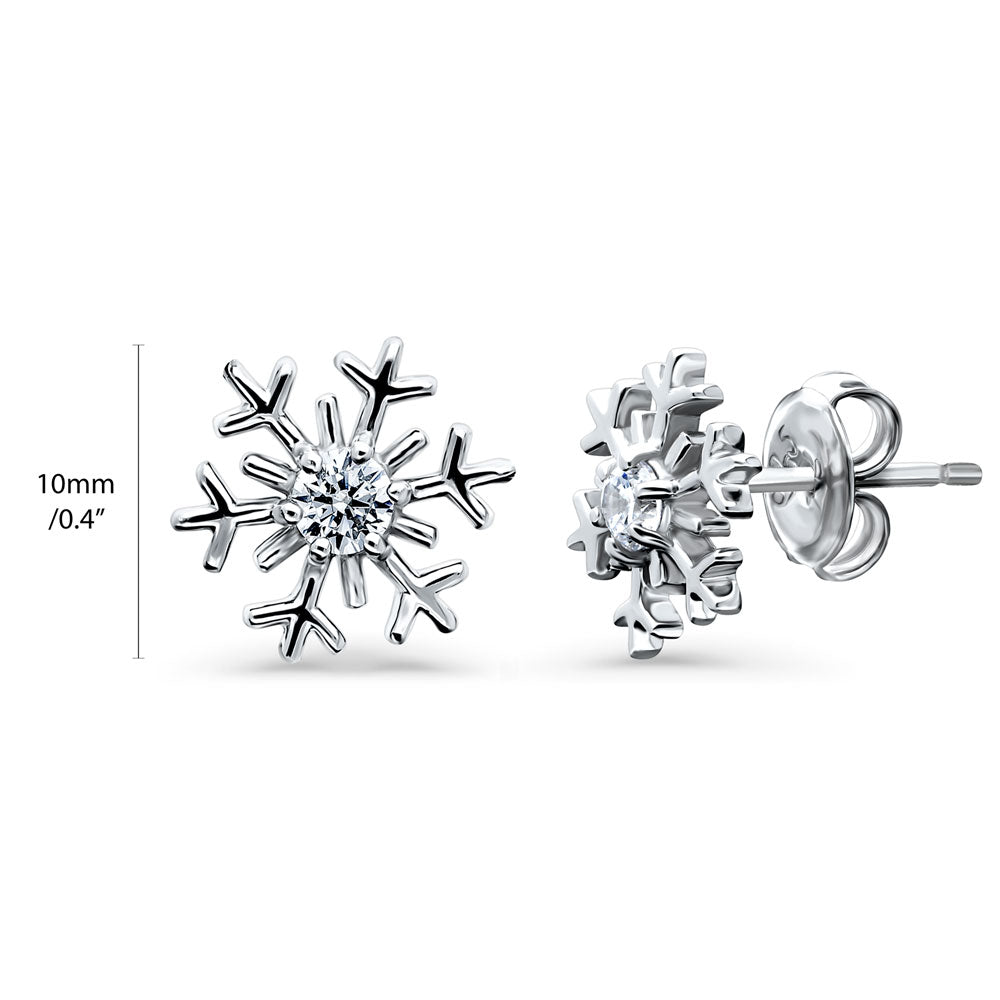 Snowflake CZ Stud Earrings in Sterling Silver