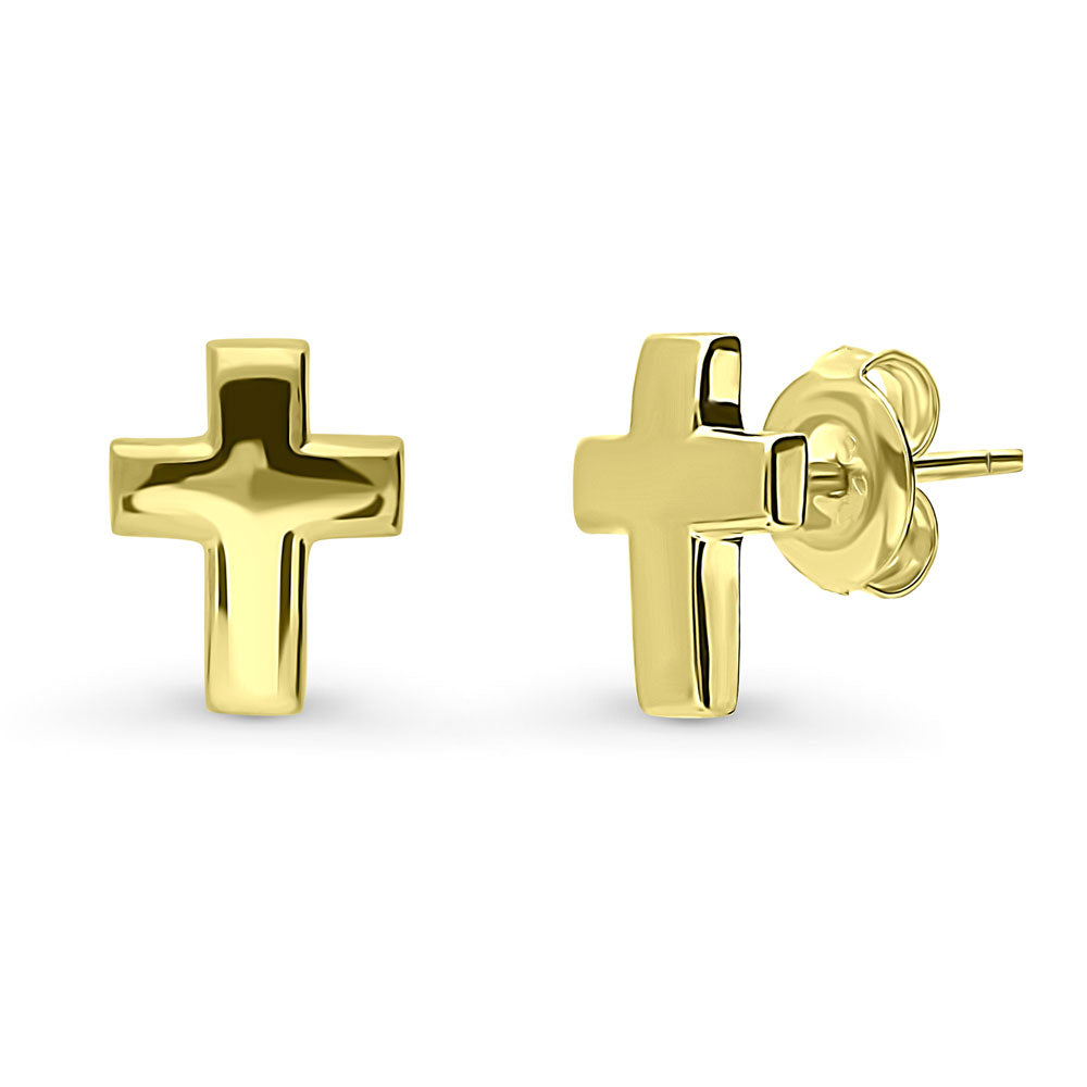 Cross Stud Earrings in Sterling Silver, 1 of 10