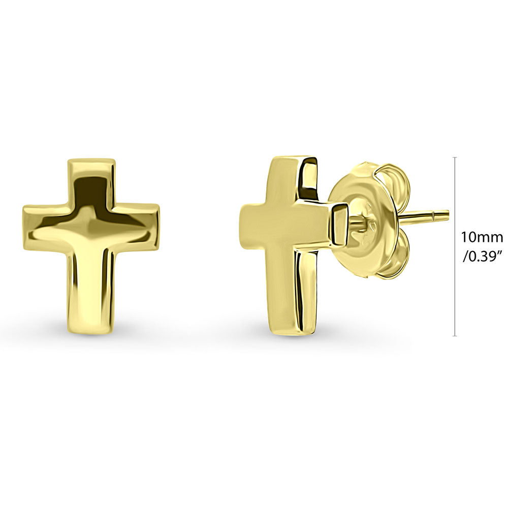 Front view of Cross Stud Earrings in Sterling Silver, 2 Pairs, 9 of 12