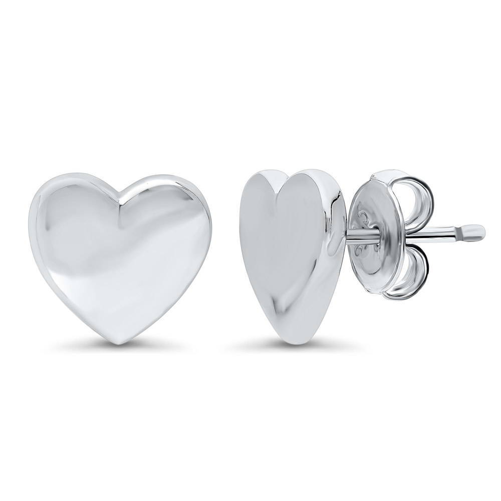 Heart Stud Earrings in Sterling Silver