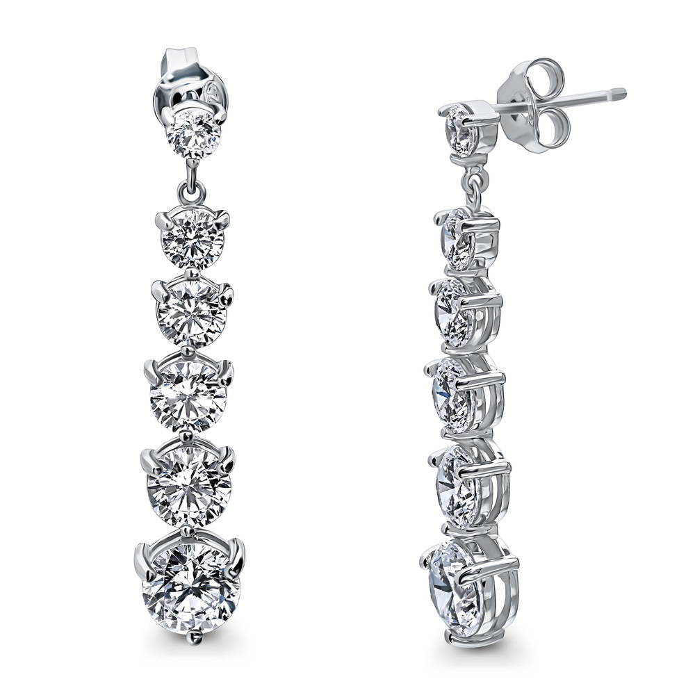 Graduated CZ Necklace and Earrings in Sterling Silver, 4 of 17