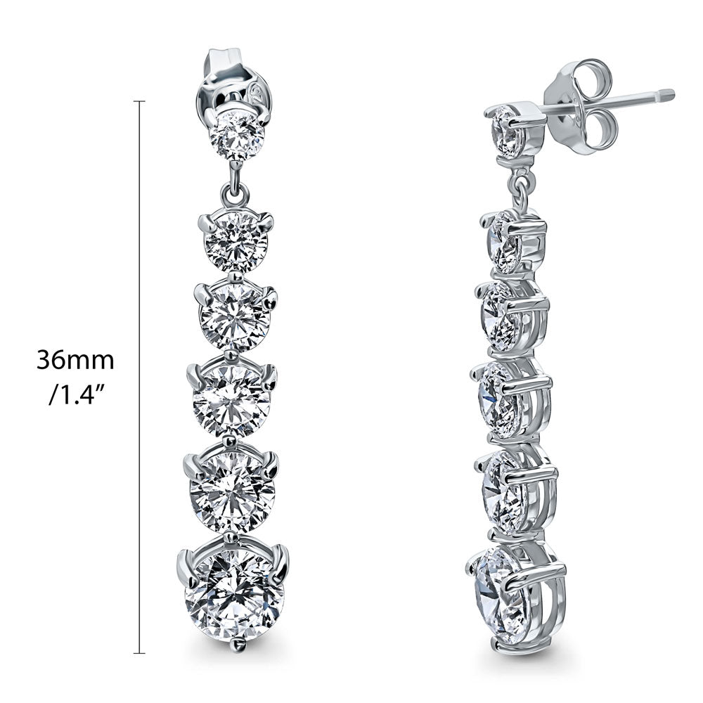 Front view of Graduated CZ Necklace and Earrings in Sterling Silver, 8 of 17