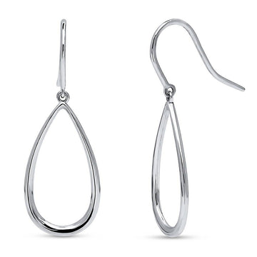 Teardrop Fish Hook Dangle Earrings in Sterling Silver